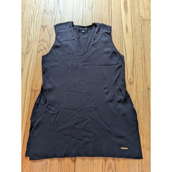 Ellen Tracy Womens Sleeveless Ribbed Knit Top Large Black - Picture 2 of 9